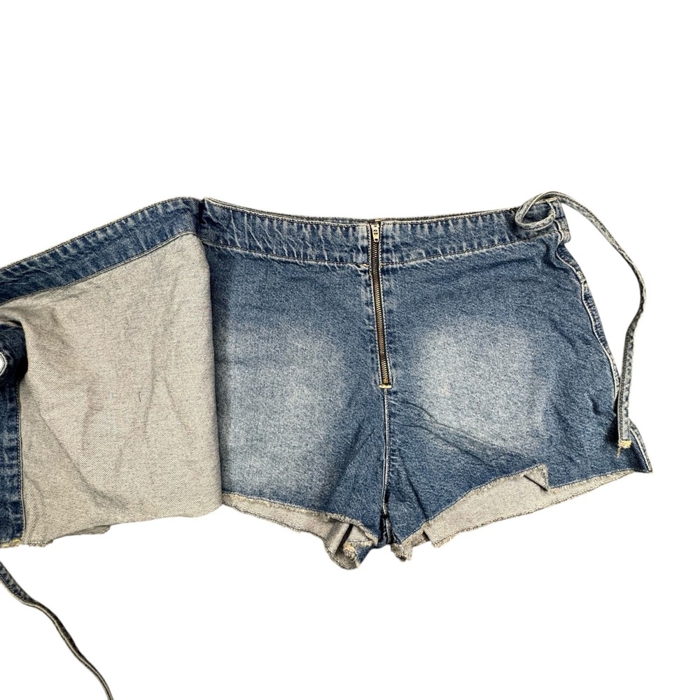 We The Free Emmy Denim Skort 12 Blue Wrap Front Raw Hem OB1480861 Western Boho - Picture 3 of 13